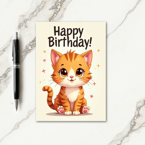 Sweet Birthday Orange Cat Card