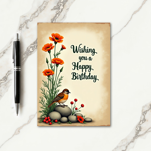 Sweet Birthday Orange Floral Card