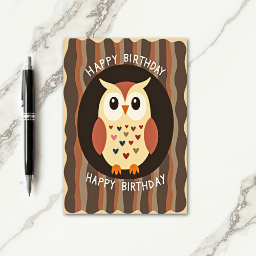 Sweet Birthday Owl Heart Card