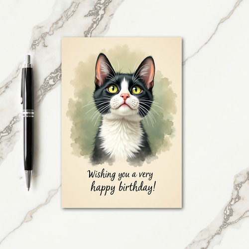 Sweet Birthday Painterly Cat Card