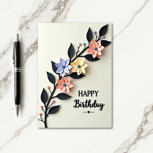 Sweet Birthday Paper Cut Floral Card
