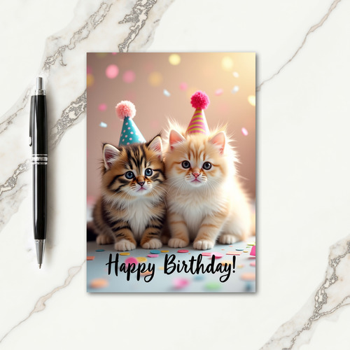 Sweet Birthday Party Cats Card
