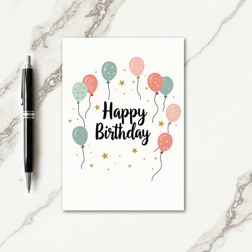 Sweet Birthday Pastel Balloons Card