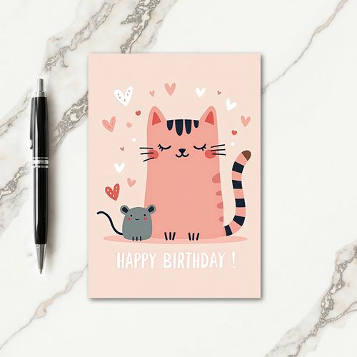Sweet Birthday Pastel Feline Card