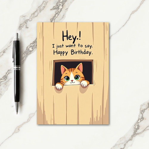 Sweet Birthday Peeking Cat Card