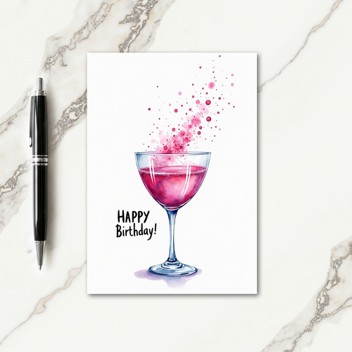 Sweet Birthday Pink Drink Card