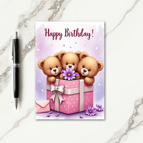 Sweet Birthday Plush Bears Card