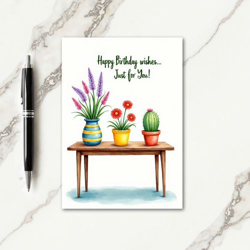 Sweet Birthday Potted Plants Card