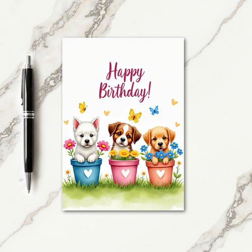 Sweet Birthday Puppy Planter Card