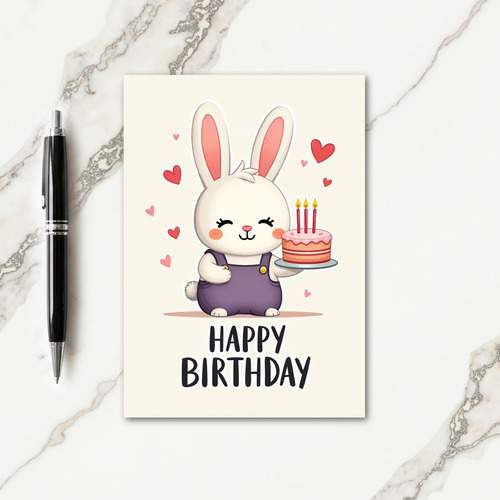 Sweet Birthday Rabbit Cake Card