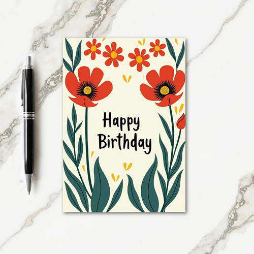 Sweet Birthday Red Bloom Card