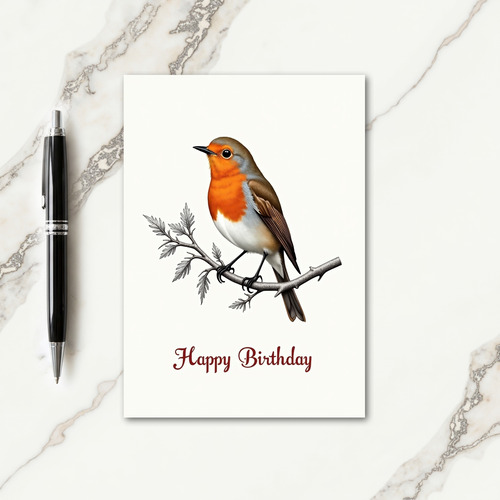 Sweet Birthday Red Breast Bird Card