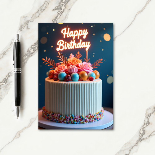 Sweet Birthday Rose Cake Card