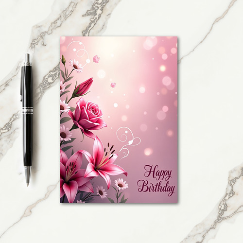 Sweet Birthday Rose Lily Card