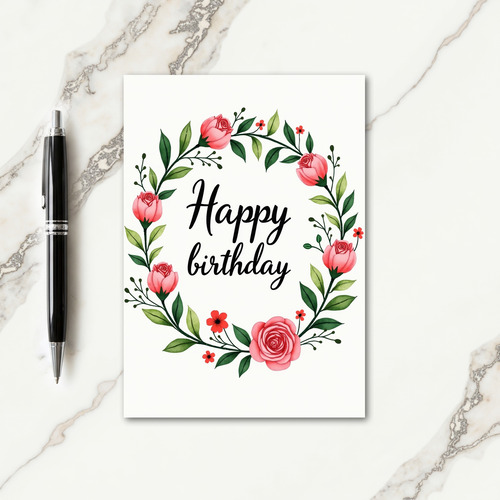 Sweet Birthday Rose Wreath Card