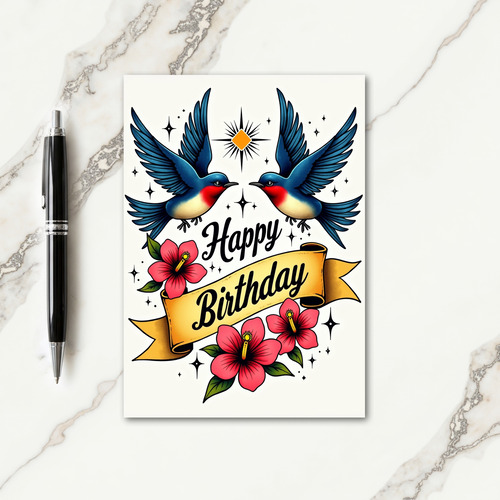 Sweet Birthday Starburst Birds Card