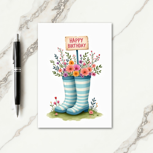 Sweet Birthday Striped Boot Card