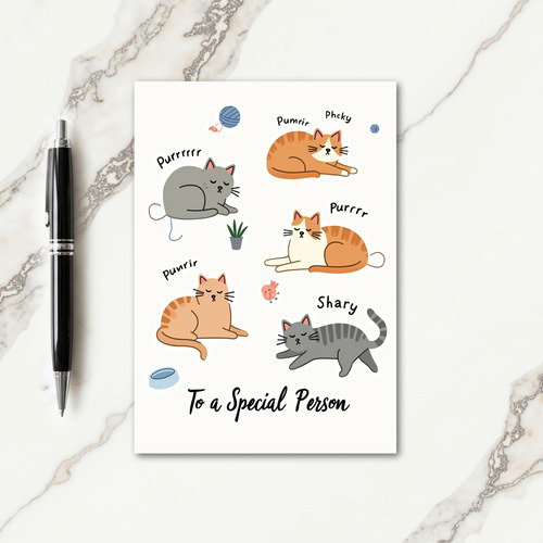 Sweet Birthday Stylized Cats Card