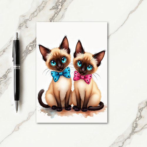 Sweet Birthday Stylized Kittens Card