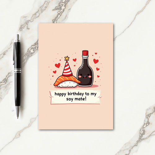 Sweet Birthday Sushi Party Hat Card