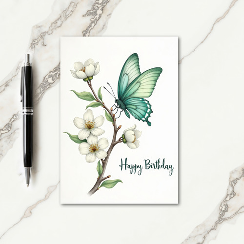 Sweet Birthday Teal Butterfly Card