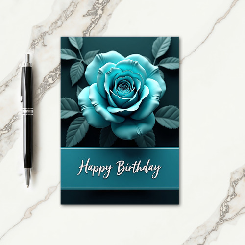 Sweet Birthday Teal Rose Card