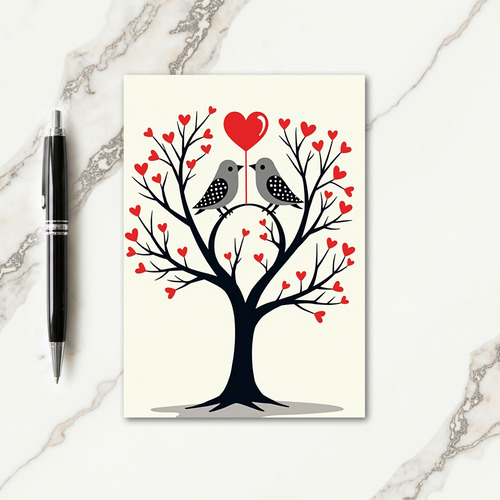 Sweet Birthday Tree Birds Heart Card