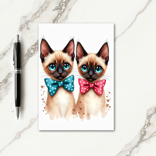 Sweet Birthday Two Cats Bowtie Card