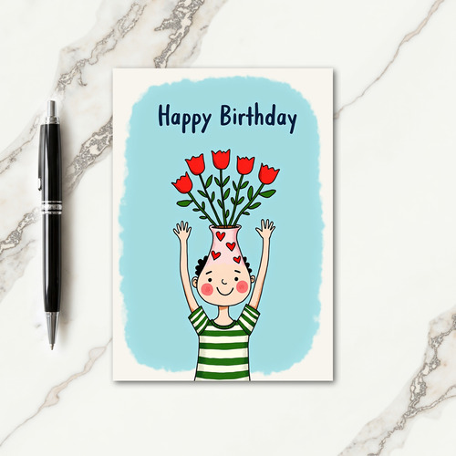 Sweet Birthday Vase Head Card