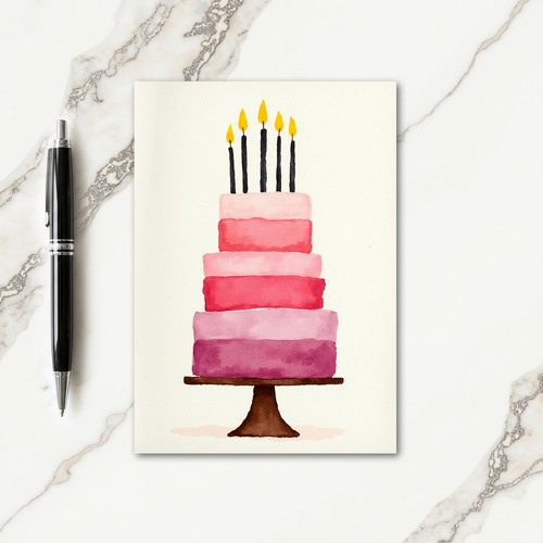 Sweet Birthday Watercolor Cake Card