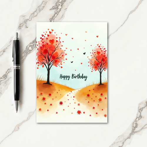 Sweet Birthday Watercolor Hearts Card
