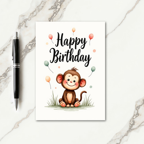 Sweet Birthday Watercolor Primate Card