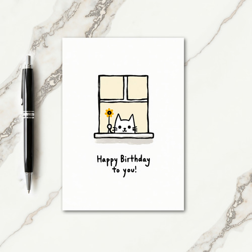 Sweet Birthday Window Cat Card