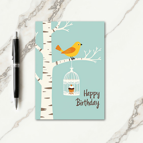 Sweet Birthday Yellow Bird Card