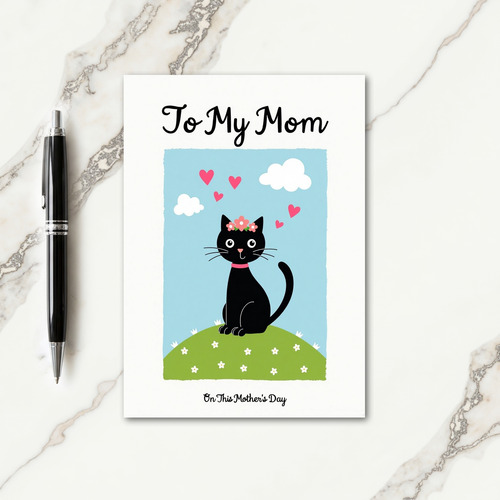 Sweet Black Cat Mothers Day Card