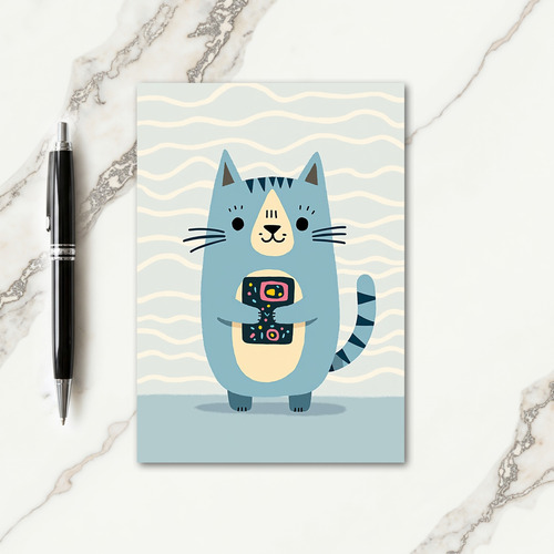 Sweet Blue Cat Birthday Card