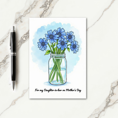 Sweet Blue Daisy Mothers Day Card