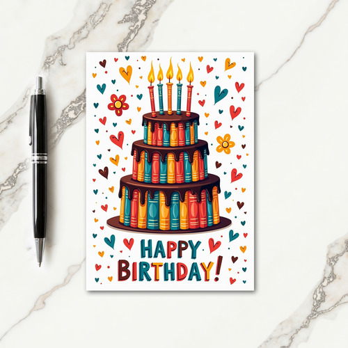 Sweet Book Birthday Cake Card