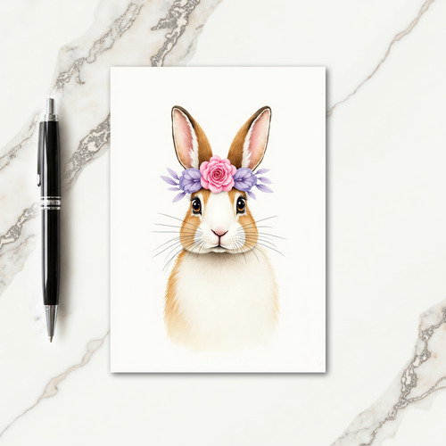 Sweet Bunny Floral Crown Card