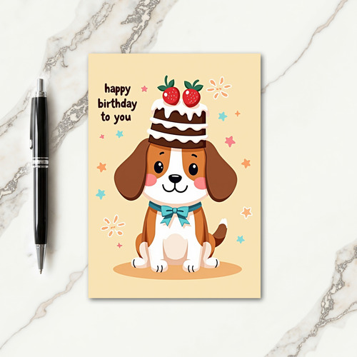 Sweet Cake Hat Puppy Card