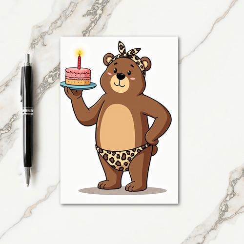 Sweet Cartoon Bear Birthday Card