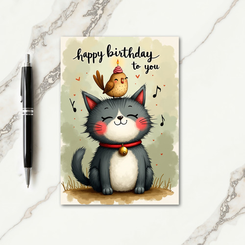 Sweet Cat Cake Birthday Card