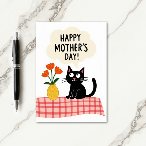 Sweet Cat Floral Mothers Day Card