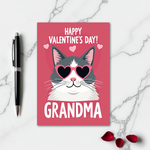 Sweet Cat Grandma Valentines Card