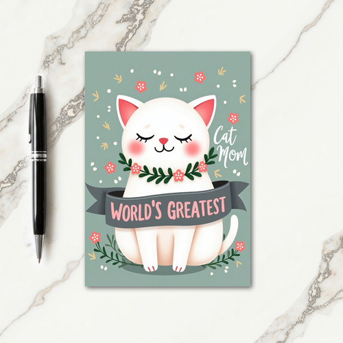 Sweet Cat Moms Day Illustration Card