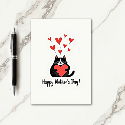 Sweet Cat Mothers Day Heart Card