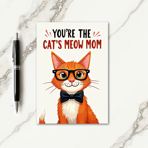 Sweet Cat Mothers Day Illustration Card
