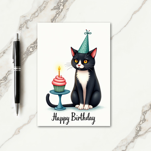 Sweet Cat Party Hat Card