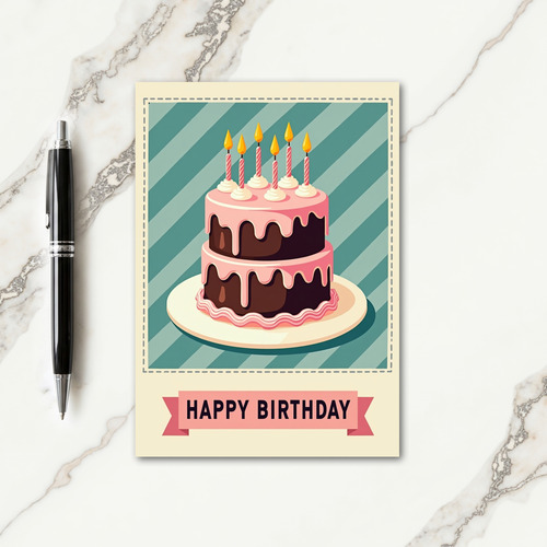 Sweet Chocolate Cake Striped Card