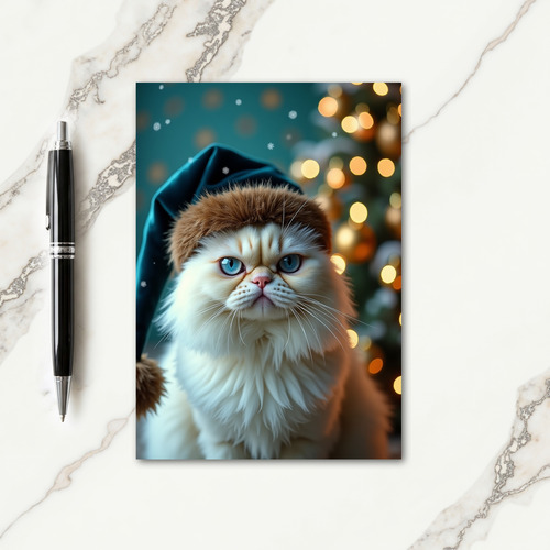 Sweet Christmas Blue Eyed Cat Card
